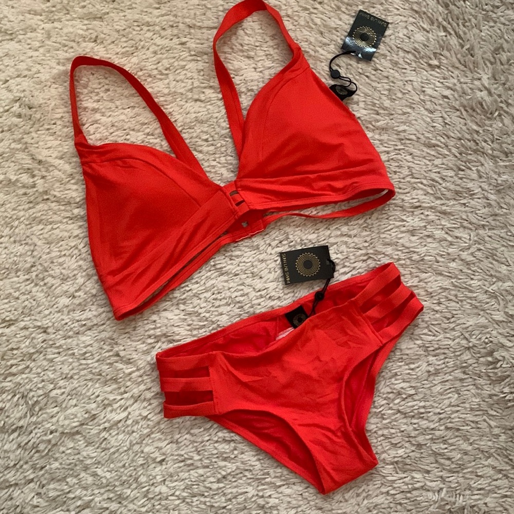 Sunn Lab Swim Bright Orange Strappy Bikini Set
